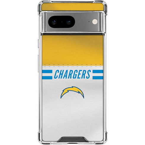 NFL Los Angeles Chargers White Striped Google Pixel 8a Clear Case